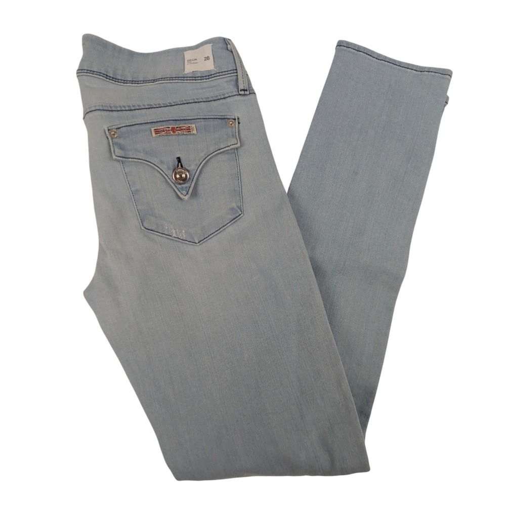 Hudson Collin Flap Skinny Jeans Light Wash Blue Mid Rise Size 28 W422DYS